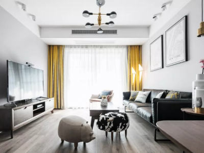 恒大城现代风格97平米二居室装修效果图案例