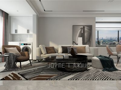 鸿坤理想城160平现代简约风格复式装修案例