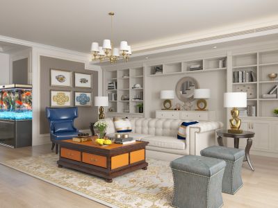 水沐云筑美式风格115平米三室两厅装修案例