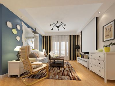 中岛花园现代风格118平米三室两厅装修案例