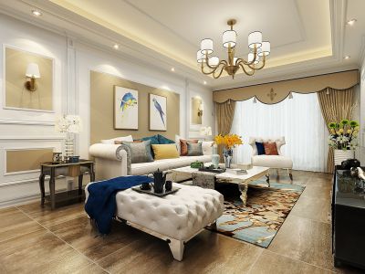 桥林雅苑欧式风格130平米三室两厅装修案例