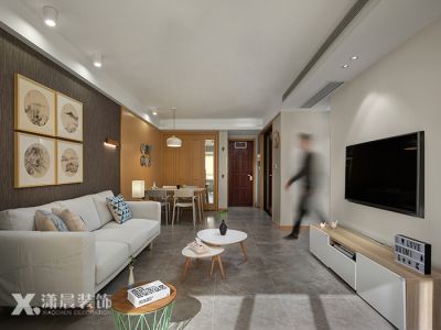 保利罗兰香谷90平米三居室简约风格装修案例