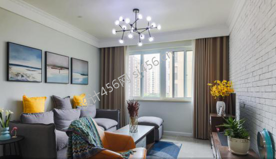 110平三居室现代简约风格客厅装修效果图