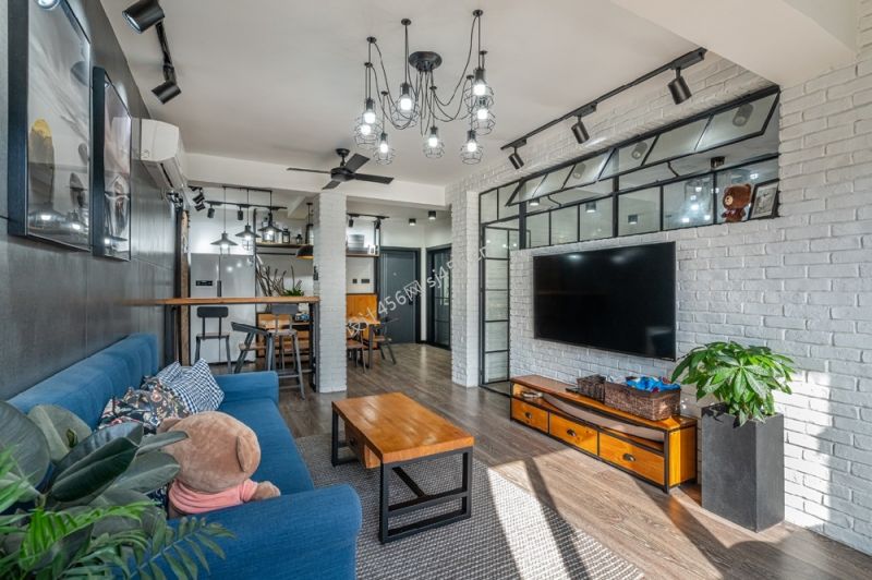 85平二居室混搭风格背景墙装修效果图