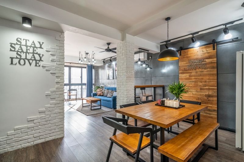 85平二居室混搭风格饭厅装修效果图