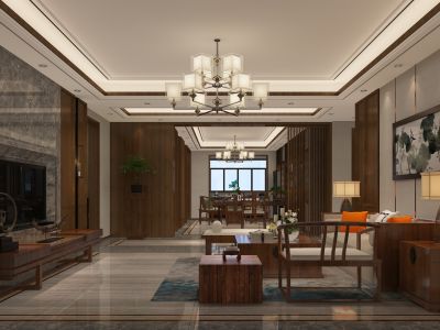 江雁郦湖美墅中式风格198平米别墅装修案例