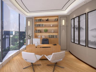 新中式办公室400平米装修案例