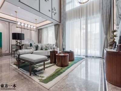 半岛壹号550平米别墅轻奢新中式风格装修案例