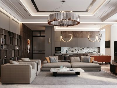 春晖国际城100平米三室两厅轻奢风格装修案例