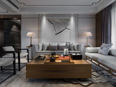 金地风华国际新中式风格120平米三室两厅装修案例