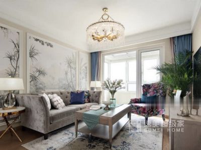 大华锦绣时代轻奢美式风140平米三室两厅装修案例