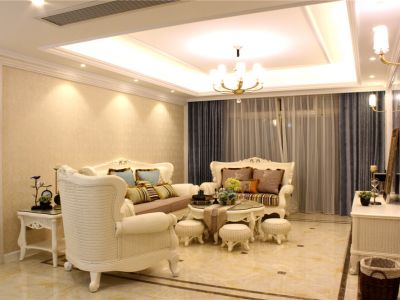 高科荣境130㎡三居室欧式风格装修案例