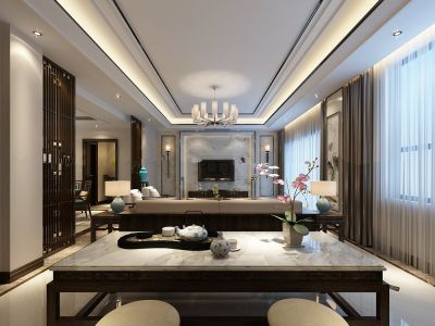 九龙湖别墅350㎡现代中式装修案例