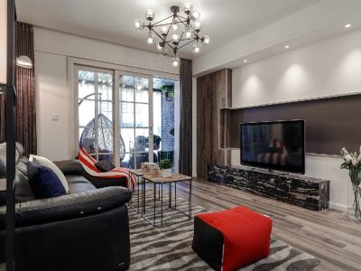 中洲锦城湖岸90平二居室混搭风格装修案例