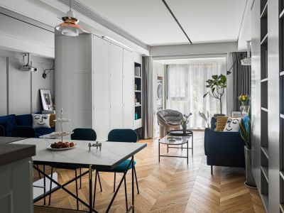 绿地新里城现代风格101平米装修案例