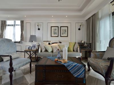 融创御园三居126平美式风格装修案例