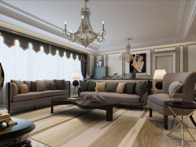 江岸国际欧式风格210平米装修案例