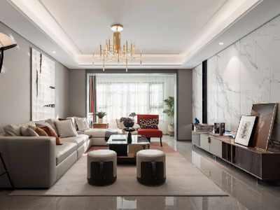 香居茗苑120平三居室现代简约风格装修案例