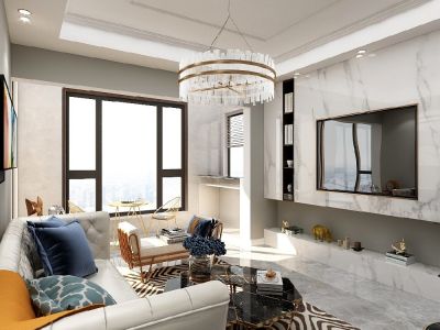 保利时代114平米现代简约三室装修案例