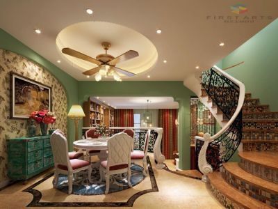 幸福人家380㎡混搭风格别墅装修案例