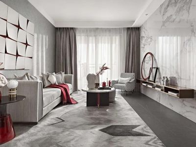 红光国际110平三居室混搭风格装修案例