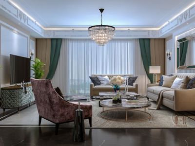 泛海国际樱海园180平米美式风格平层装修案例