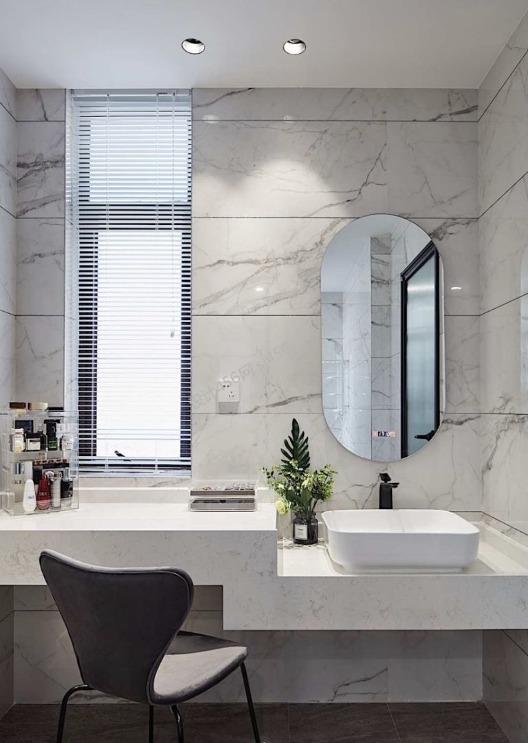 135平三居室现代简约风格洗手台装修效果图