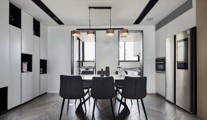 135平三居室现代简约风格饭厅装修效果图