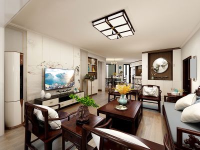 沁景苑149平米四居室新中式风格装修案例