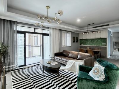 锦绣首玺简约风格110平米三居室设计效果图案例