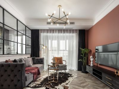 文一名门皇马100㎡美式复古风三居室装修案例