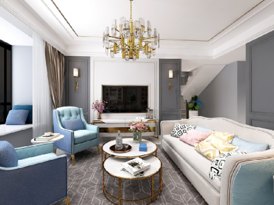 中建·开元御湖公馆132㎡简约美式复式装修案例