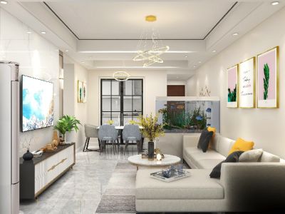 中铁五号院现代风格90平米装修案例