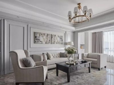 壹品江山美式风格125平米三居室设计效果图案例