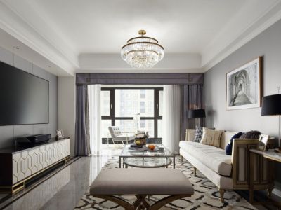 华驰书院轻奢风格140平米三居室设计效果图案例