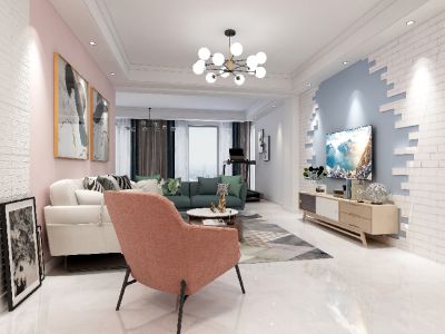 聚贤山庄现代风格124平米装修案例