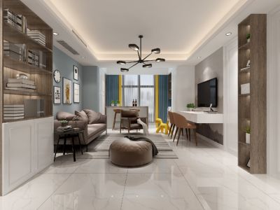 置信丽都花园城116平米现代简约三居室装修案例