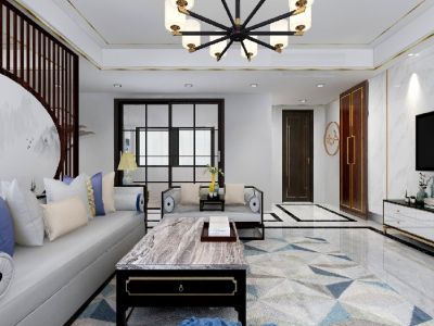 南湖国际社区155平米四居室中式风格装修案例