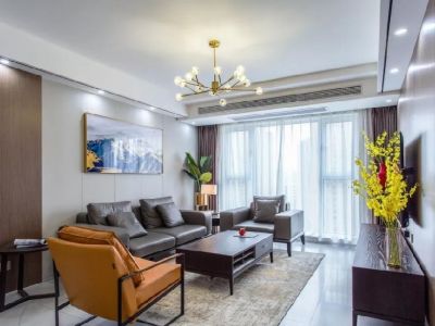 禹洲朗廷湾简约风格129平米三居室设计效果图案例