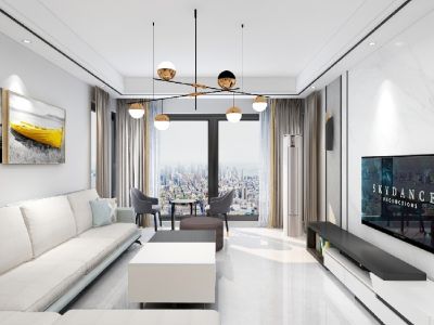 香开观海101平米现代三居室装修案例