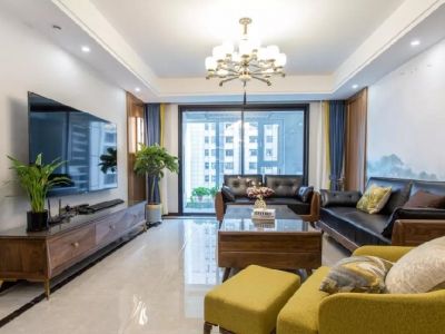 新力鼎新悦海湾极简风格140平米三居室装修效果图案例