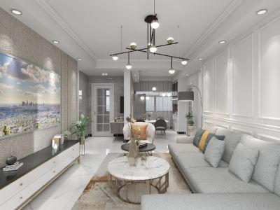 颐和工社111㎡现代轻奢风三室两厅装修案例