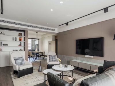 金浦小区二期120平米现代极简风三居室装修案例