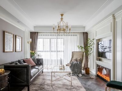 鸿裕温泉花园123平米简约美式三居室装修案例