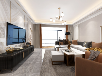 福晟钱隆金山108㎡现代简约风格三居室装修案例