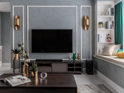 恒大中航城美式风格130平米三居室设计效果图案例