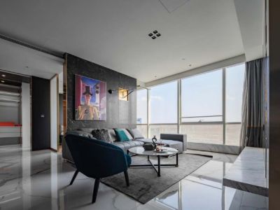 鸿通·翡翠城·紫曦府现代风85平米一居室装修效果图案例