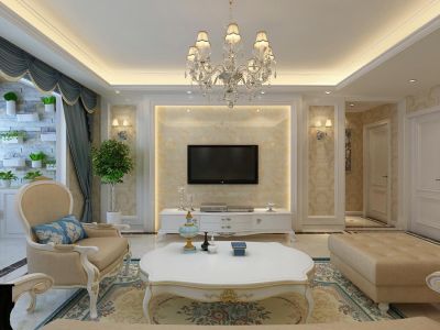 安吉万达华府131平三居室简欧风格装修案例