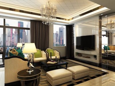 天汇世纪花苑126平米欧式三居装修案例