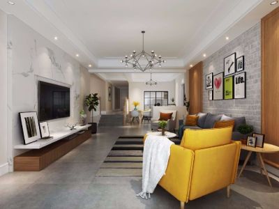 中筑西府兰庭北欧风格126平米三居室装修案例